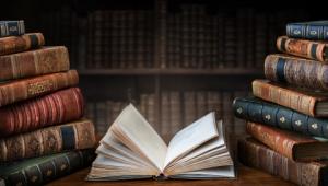 ספרים מסביב וספר פתוח במרכז